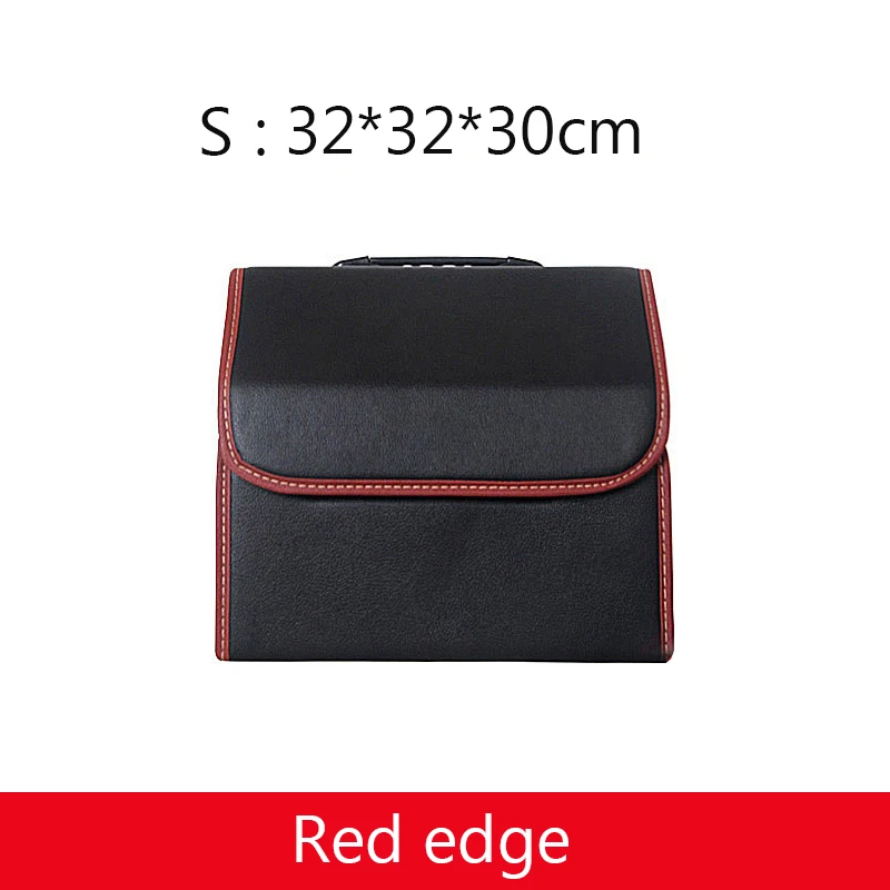Red edge S Одноцветный кожаный Органайзер для багажника, сумка для хранения из искусственной кожи, складная сумка с едой, напитками, зонтиком для уборки БАГАЖНИКА АВТОМОБИЛЯ - Название цвета: Red edge S