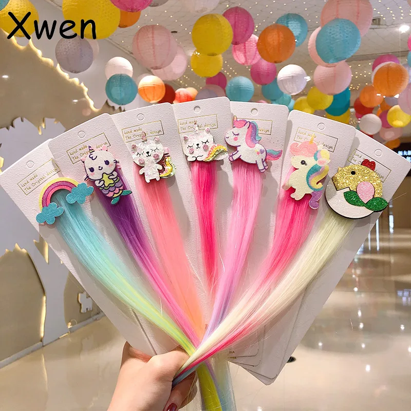 

[Xwen] 2021 New Fashion Children's Cartoon Hairpin Unicorn Female Cute Girl Baby Side Clip Bangs Hair Accessories WSH1055