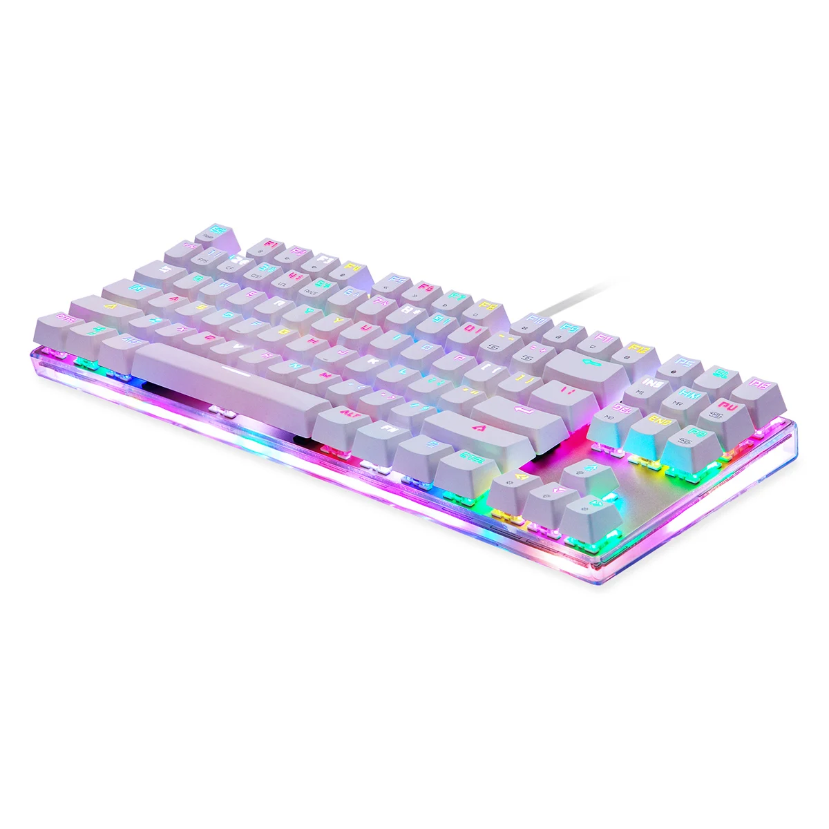 K87S Высококачественная Белая Механическая игровая клавиатура Проводная 87 клавиш RGB подсветка американская клавиатура