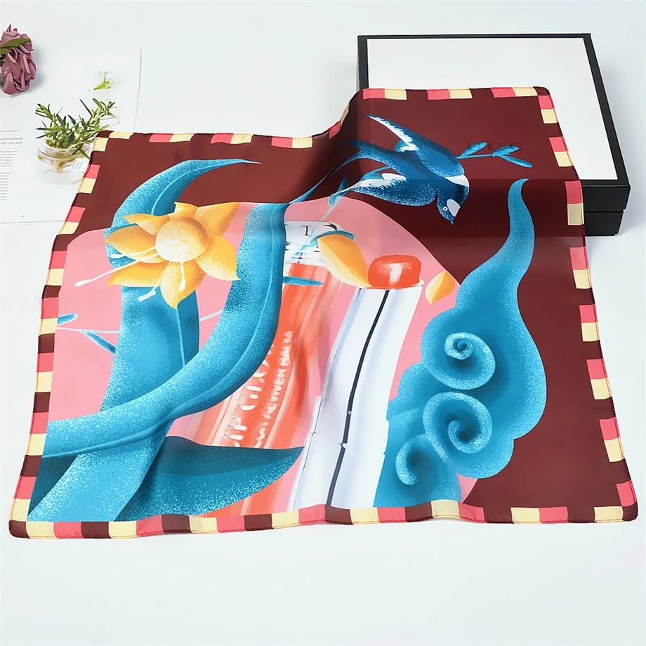 53 см Ласточка весенние шарфы женский летний Шелковый квадратный шарф роскошный