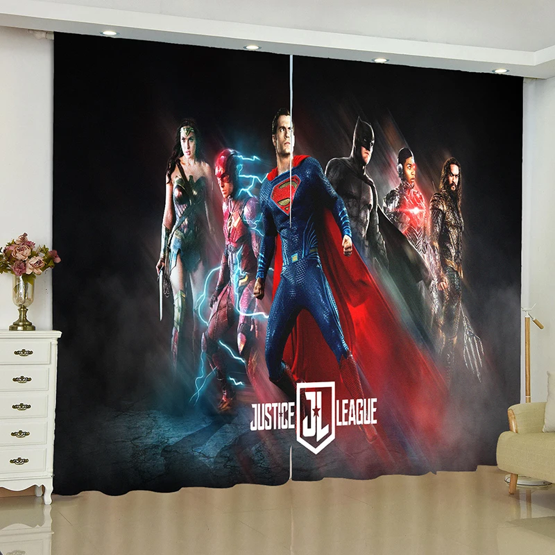Justice League, занавески для окна, DC, Бэтмен, Wonder Woman, жалюзи, портьеры на окно, Затемненные занавески для гостиной