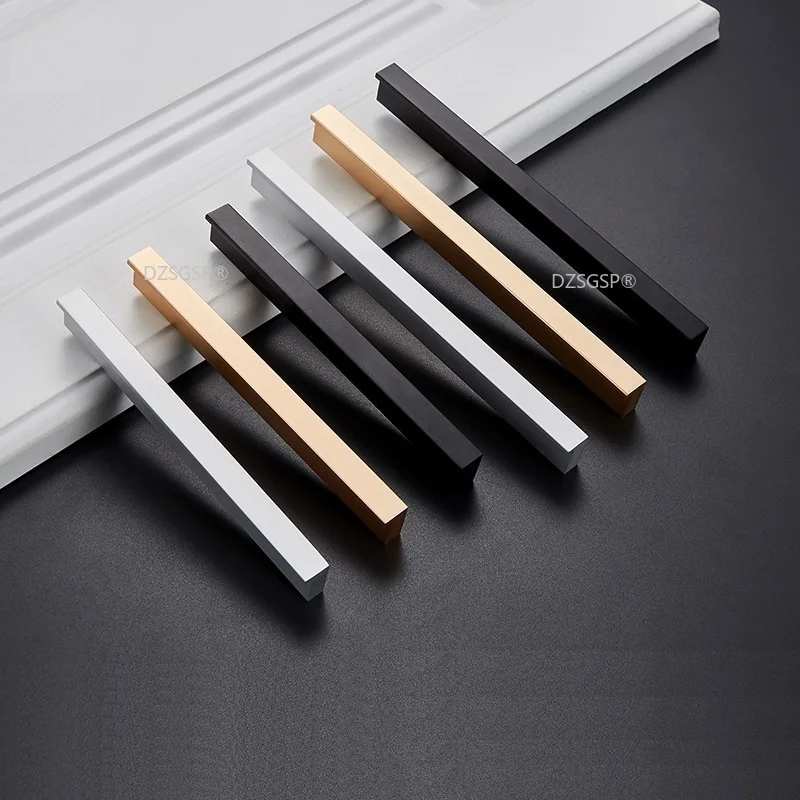

Black Golden Modern Cupboard Kitchen Hardware Wardrobe Closet Pull T Bar Aluminum Alloy Cabinet Drawer Knob Box Handle Hardware