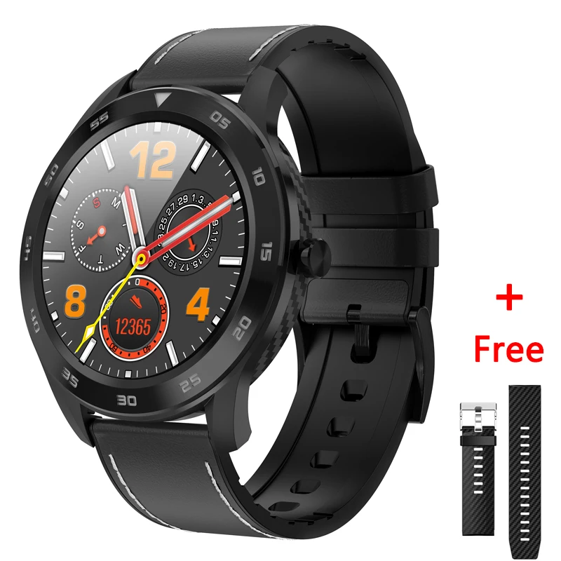 black leather Torntisc 1,3 дюймов 240*240 полный сенсорный Bluetooth Вызов Смарт часы для мужчин IP68 ДЛЯ huawei часы gt xiaomi gtr 300 мАч умные часы - Цвет: black leather