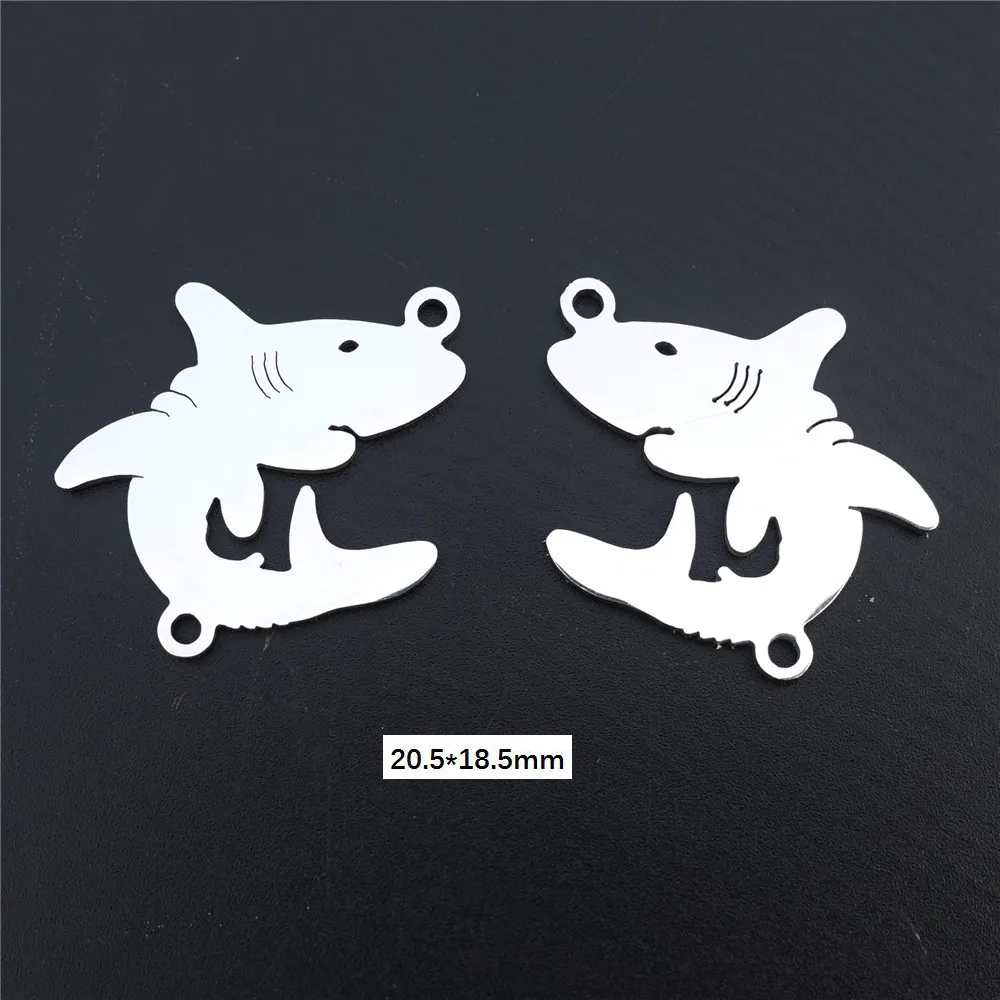 shark Соединители из нержавеющей стали животные лошадь Бэтмен кошка Фламинго Дельфин Ящерица Собака Лебедь Подвески Diy Изготовление, поиск ювелирных изделий 5 шт./лот - Цвет: shark