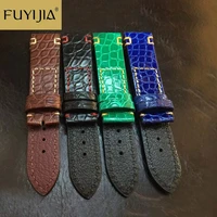 fuyijia handmade watchbands 20mm universal genuine alligator strap round pattern crocodile leather belt top brand watch band 22