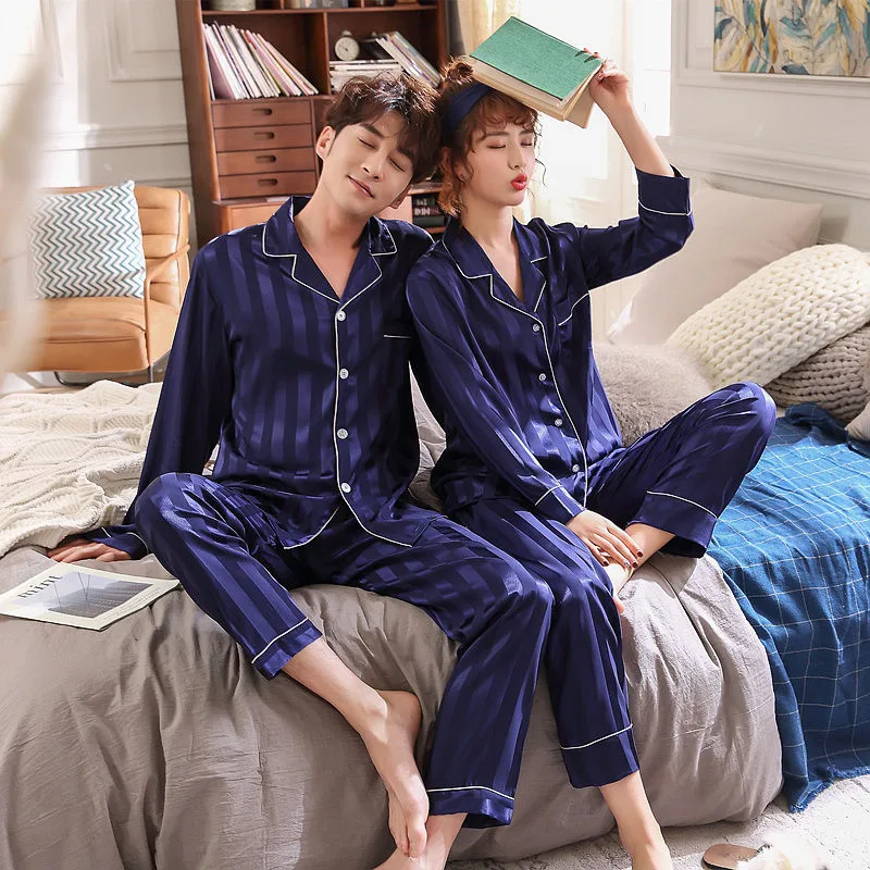 Набор атласных пижам FZSLCYIYI для пар мужчин и женщин рубашка брюки домашняя одежда