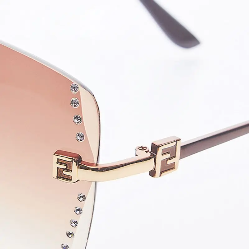 Модные женские солнцезащитные очки бескаркасные трендовые ретро зеркальные