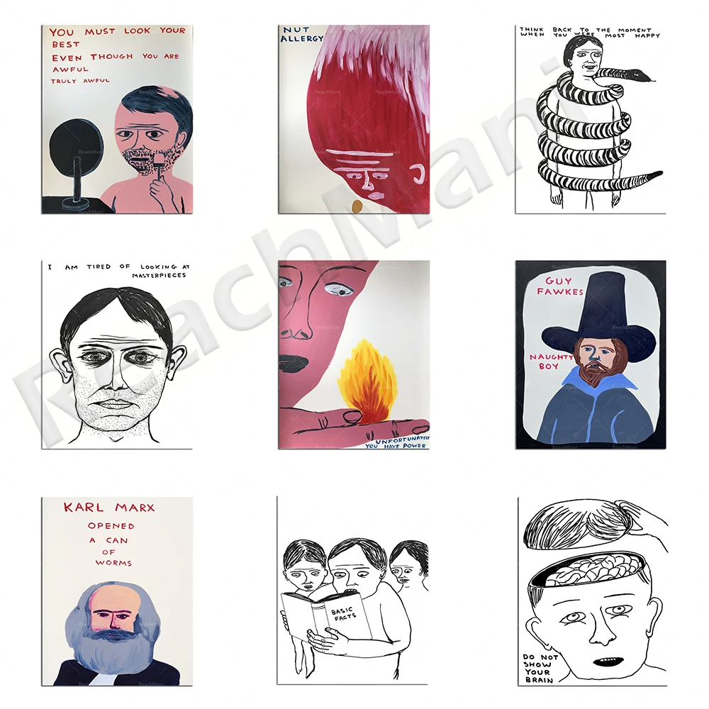 

David Shrigley posters, contemporary art quotes, interesting characters in life, living room decoration canvas art gifts