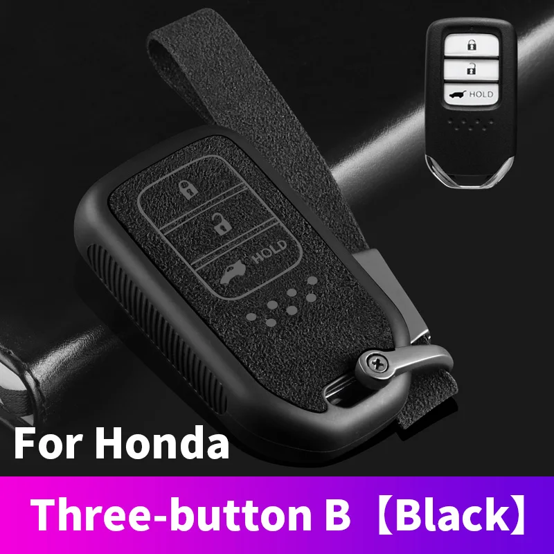 Чехол для ключей с дистанционным управлением для Honda 19CRV Pilot Accord Civic Fit HR-V - Название цвета: 3 button B-black