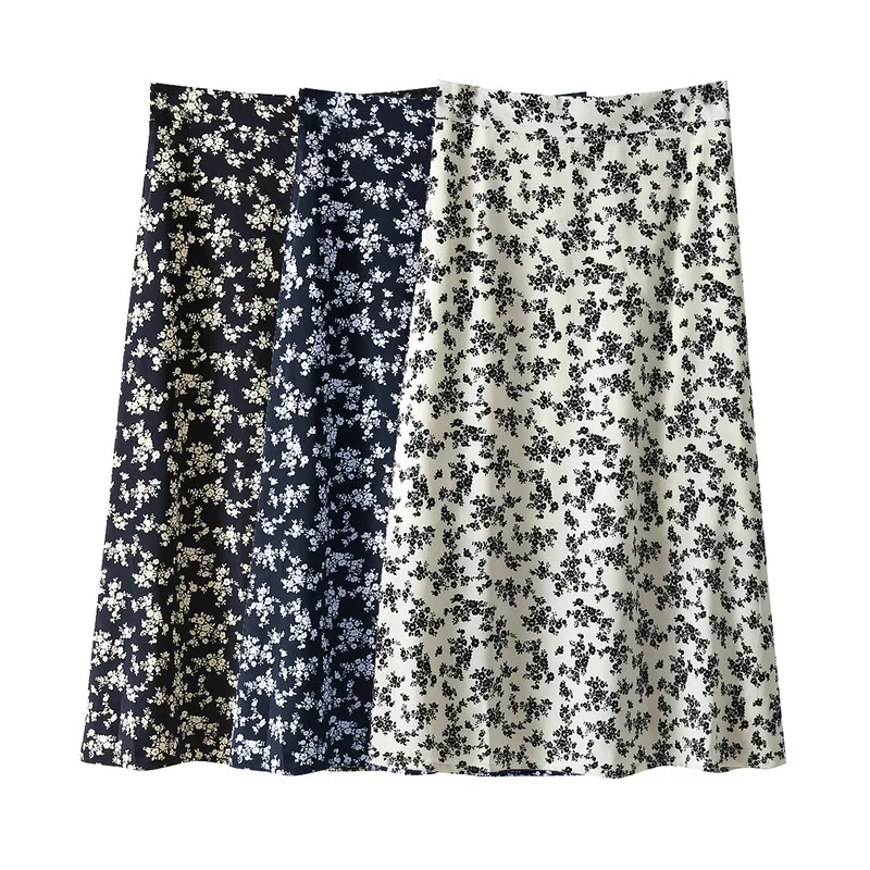 

Harajuku High Waist Floral Print Skirts for Women Spring Autumn Midi Vintage Skirt Women's Skirts Female Korean Style Long Skirt