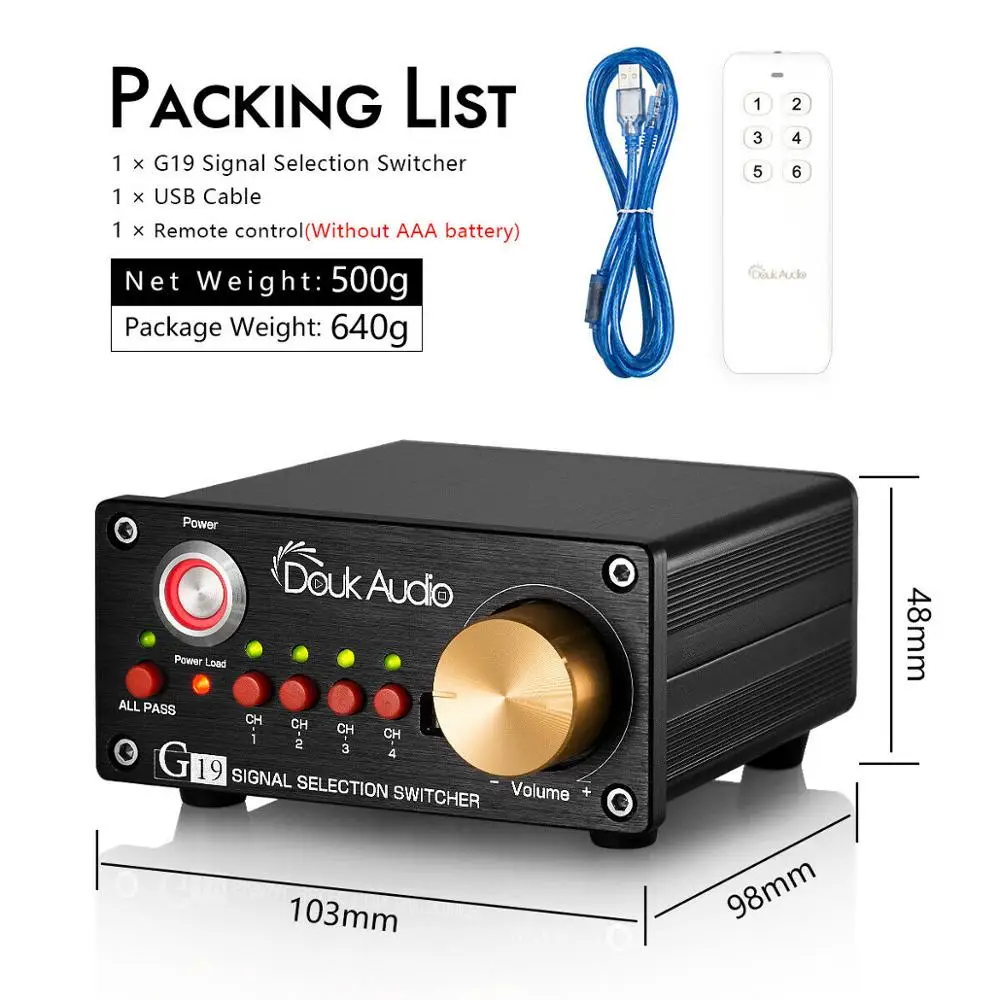 Douk аудио 4 полосный стерео RCA ручной переключатель коробка усилитель динамик