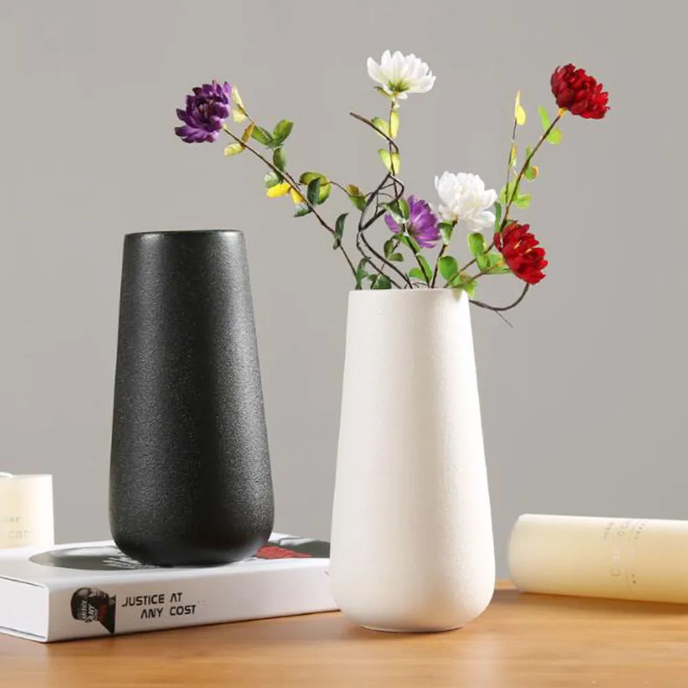 Современная простая керамическая ваза черного цвета ретро контейнер