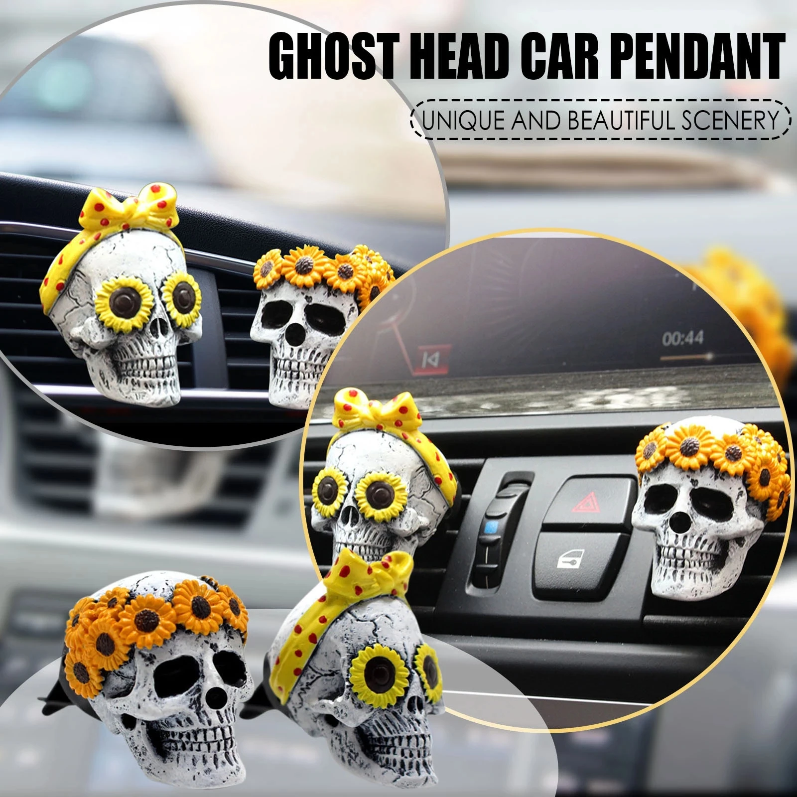 

Car Air Freshener Perfume Aromatherapy Creative Car Air Outlet Ghost Head Two-piece Car Interior Pendant Decoration Dropshipping