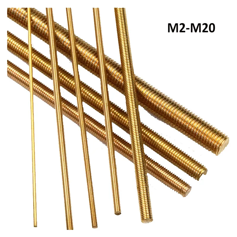 

1Pcs Brass Threaded Rod Studding Screw/bolts M2 M2.5 M3 M4 M5 M6 M8 M10 M12 M20 Length 250mm/500mm