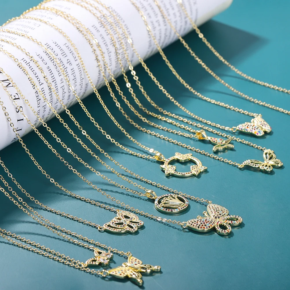 Женское богемное ожерелье с подвеской-бабочкой уникальным кристаллом |