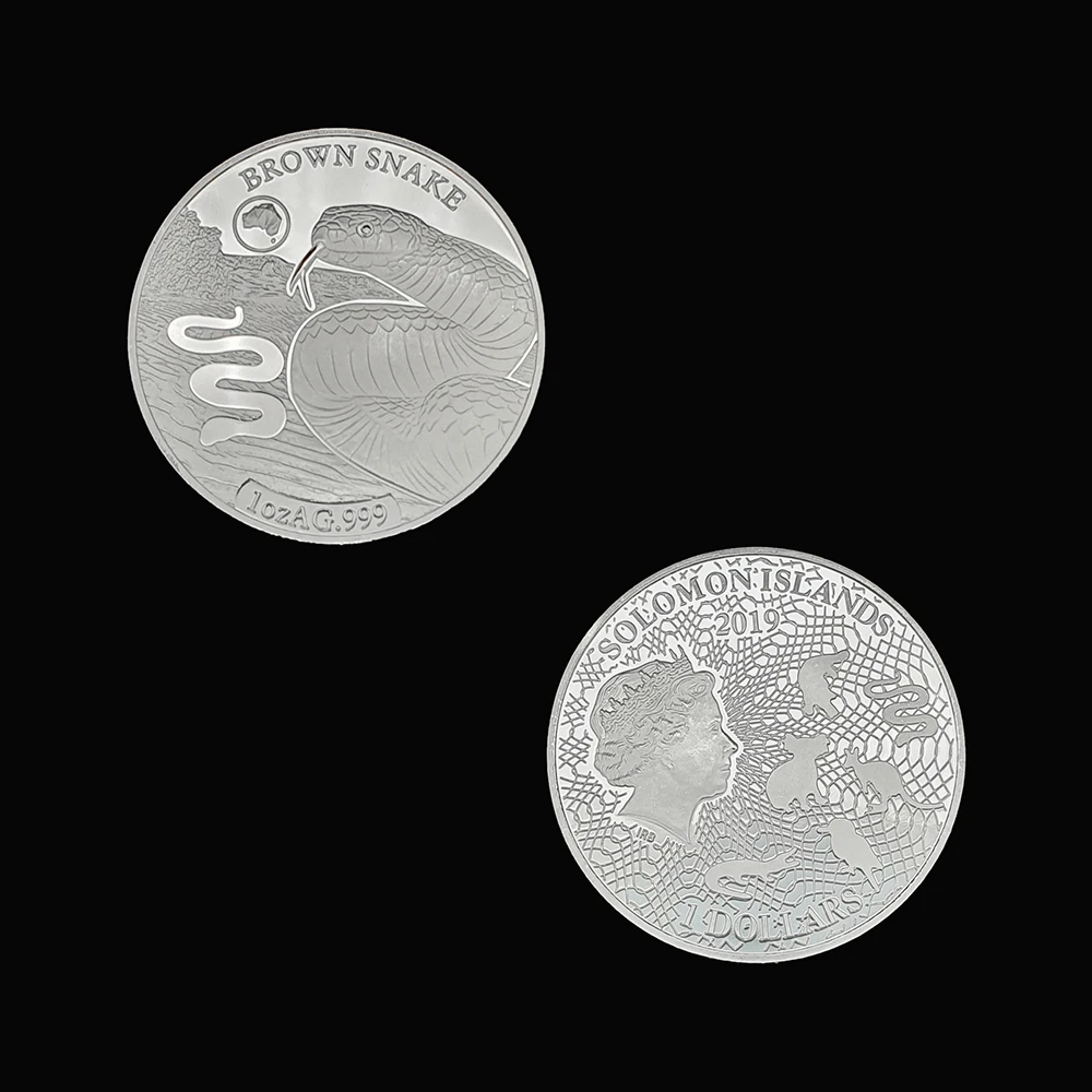 2019 доллар Соломоновых Островов коричневого цвета со змеиным рисунком 1OZ памятные