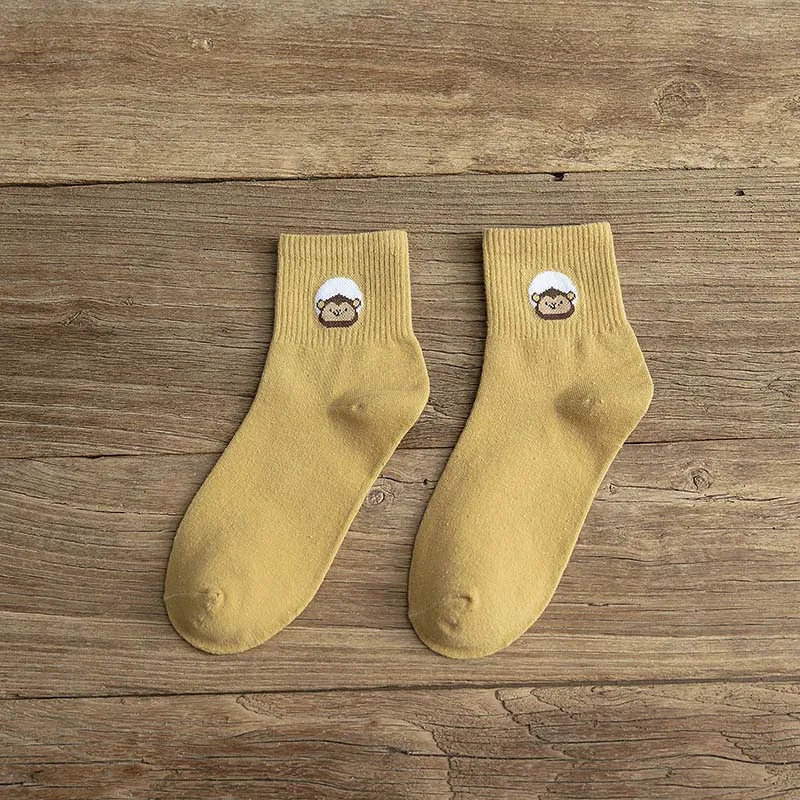 Yellow Socks Креативные забавные носки из хлопка с разными милыми животными; женские носки; дизайн; милые носки с героями мультфильмов в стиле Харадзюку; Sokken - Цвет: Yellow Socks