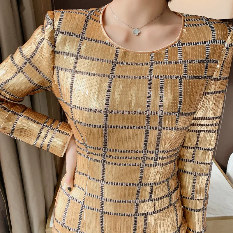 Элегантное платье с золотыми блестками роскошное сексуальное облегающее