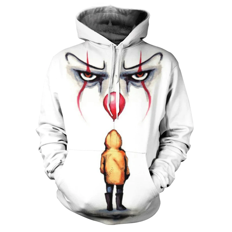 

New Horror Movie The Pennywise IT Clown Stephen King's It Sweatshirt Horror Movie Hoodie Halloween Party Hip Hop Street Costume