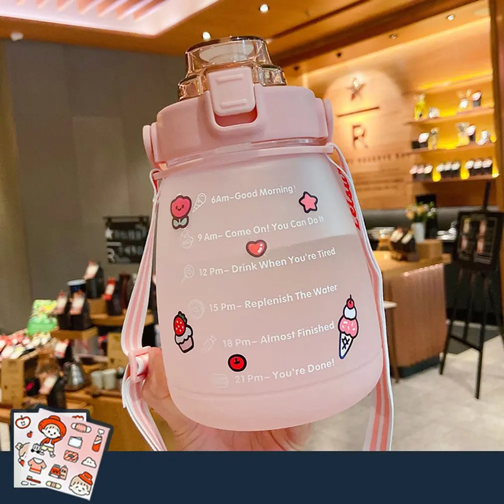 

Cute Water Bottle Cartoon Straw Plastic Kids Cup BPA-Free Outdoor Transparent Juice Drinking Cup Suitable for Adult Children