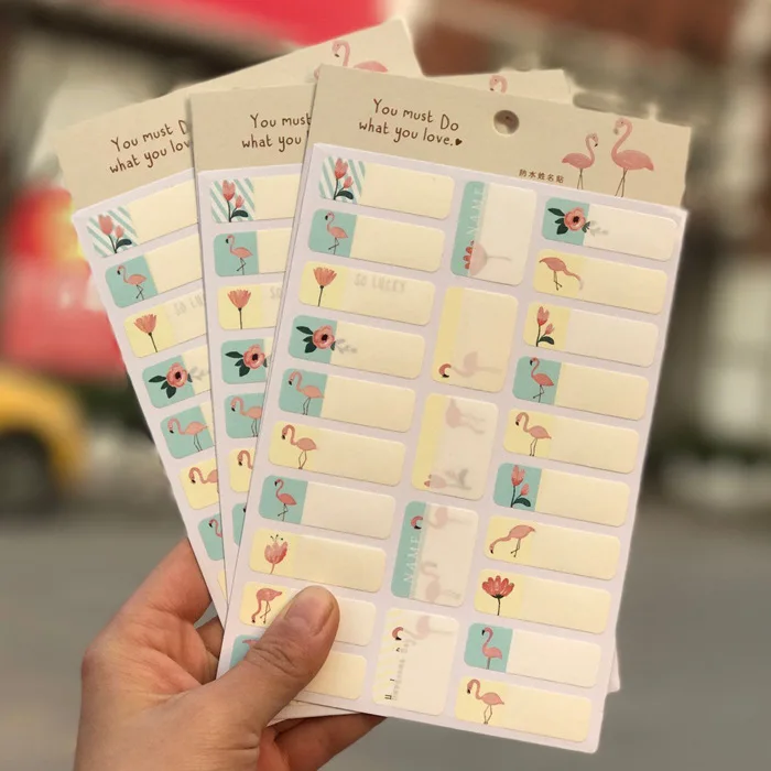 

High Quality 20packs Cute Flower Flamingo Cat Stickers Kawaii Stationery Stickers for Assortment Name Label Sticker Paper Set