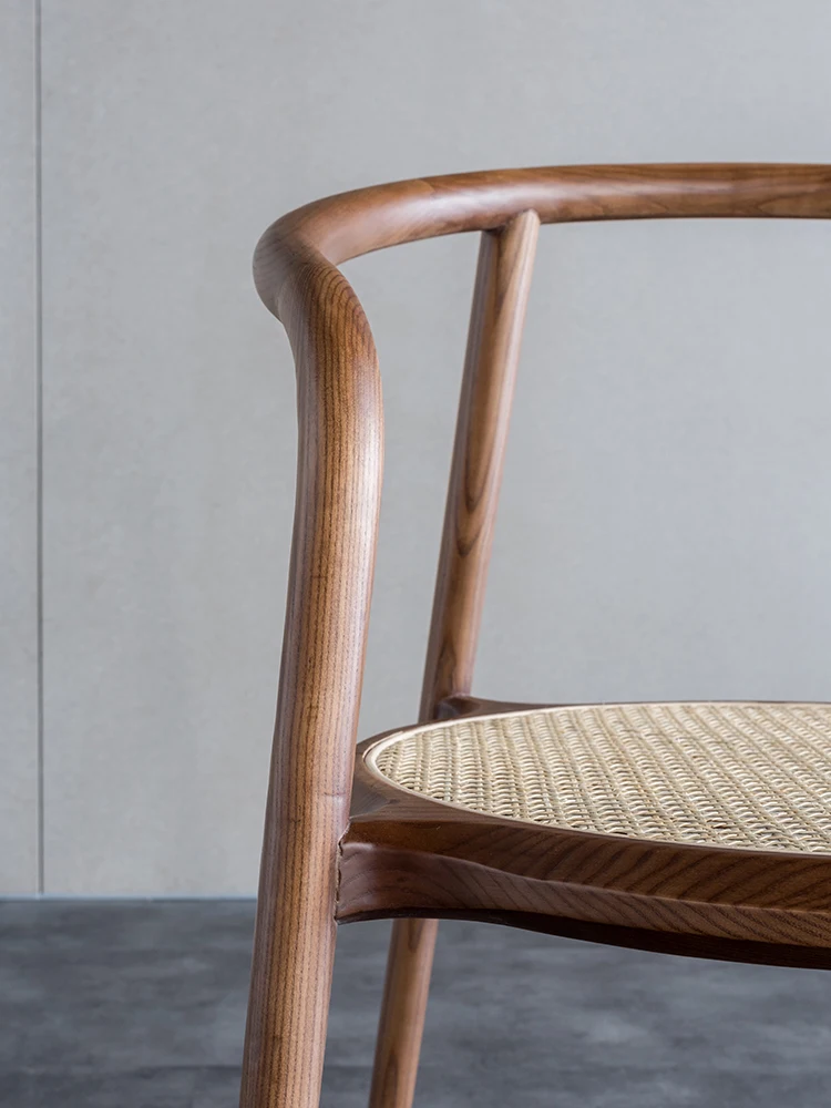 

Chair Comfortable Long-Sitting Back Rattan Study Solid Wood Sofa Chair Single Leisure Chair