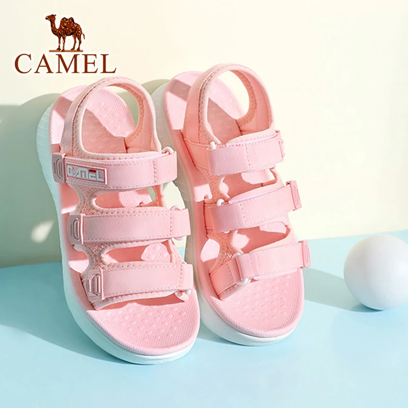 CAMEL Women's Shoes Outdoor Summer Thick-soled Mid-heeled Casual Sports Beach Sandals Flat Bottom Water Shoes Female