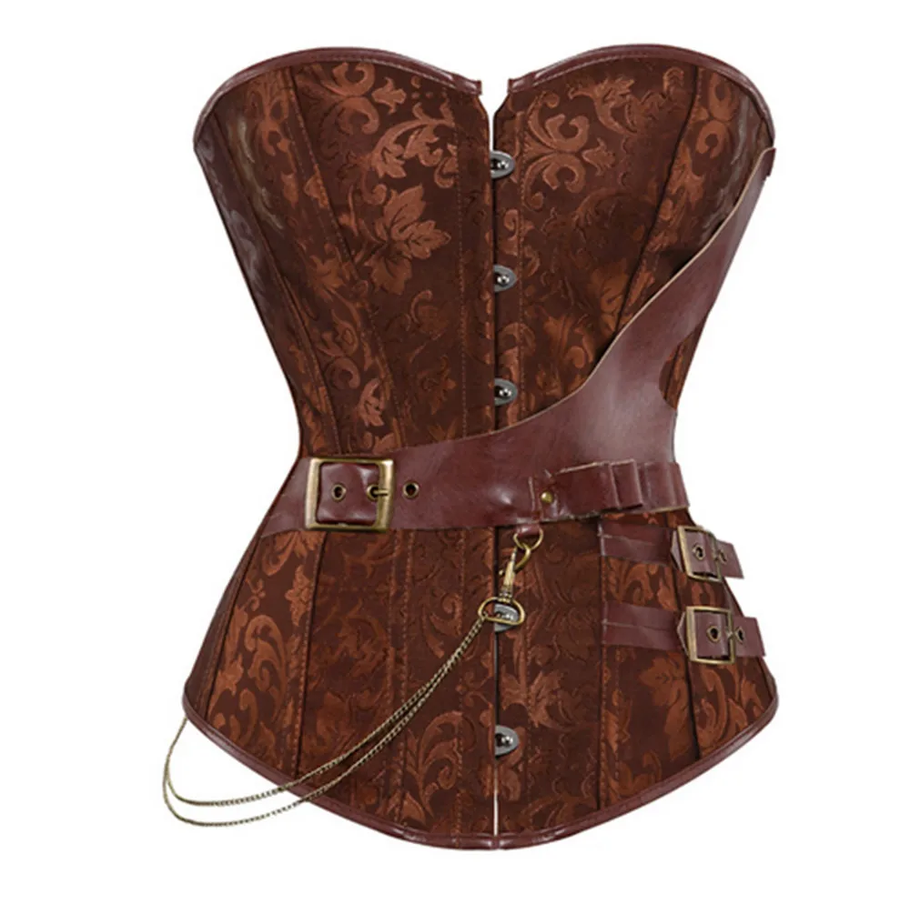 

Leather Steampunk Corsets and Bustiers Buckle Floral Plus Size Corselete Sexy Party Carnival Clubwear Halloween Pirate for Women