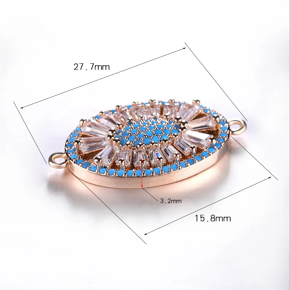 

Micro Inlaid Zircon Inlay Crystal Oval Double Hanging Flower Necklace Bracelet Connector Diy Handmade Jewelry Making Accessories