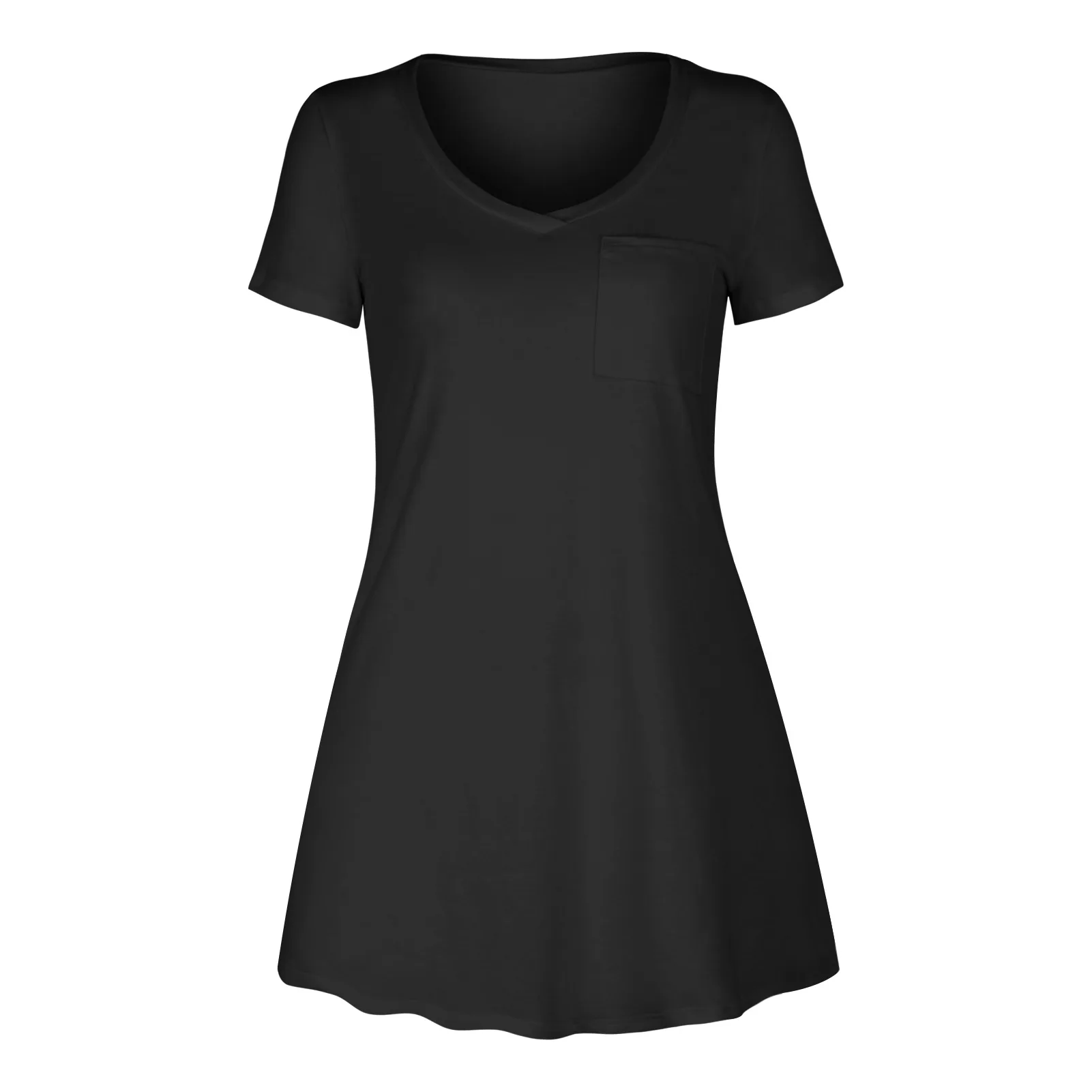 

New Product Women's European and American Fashion Solid Color Small V-neck Slim Sexy Short Skirt Summer Thin Short-sleeved Dress
