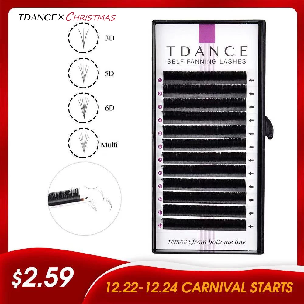 TDANCE Easy Fanning цветущие ресницы для наращивания самостоятельные вееры ресницы автоматические высококачественные индивидуальные цветущие ресницы