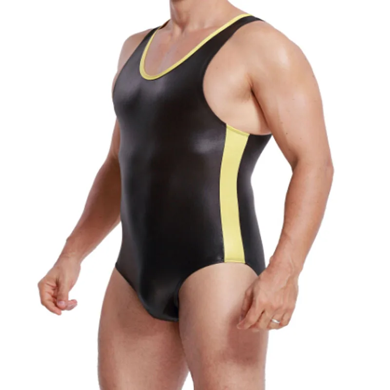 Мужское боди сексуальные цельные комбинезоны цветные из искусственной кожи в