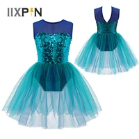 iixpin girls ballet dress kids sleeveless sequins open back dance leotard dress lyrical dance costume contemporary dancewear
