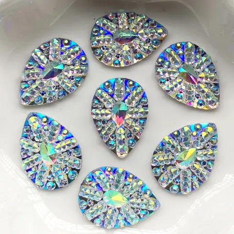 Picătură rotundă și de apă și bijuterii ovale bling cristal ab rășină rahină flatback cabochon piatră de bricolaj decorare nuntă îmbrăcăminte de îmbrăcăminte