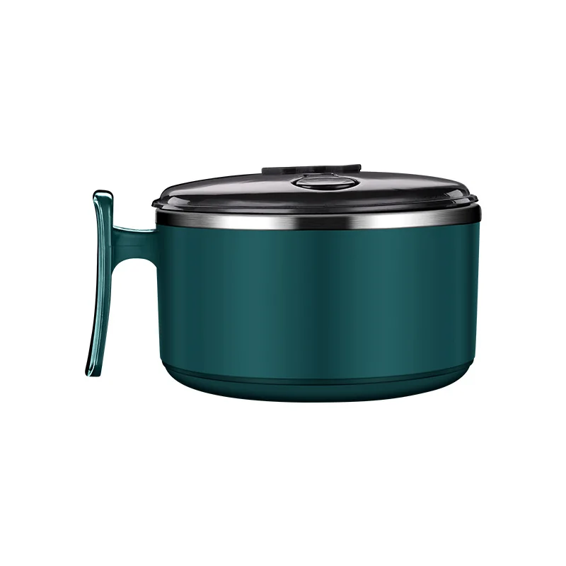 

304 Stainless Steel Noodle Bowl with Cover Fresh-keeping Bowl Eating Rice Bowl Heat Insulation Filter Water Largestyle Lunch Box