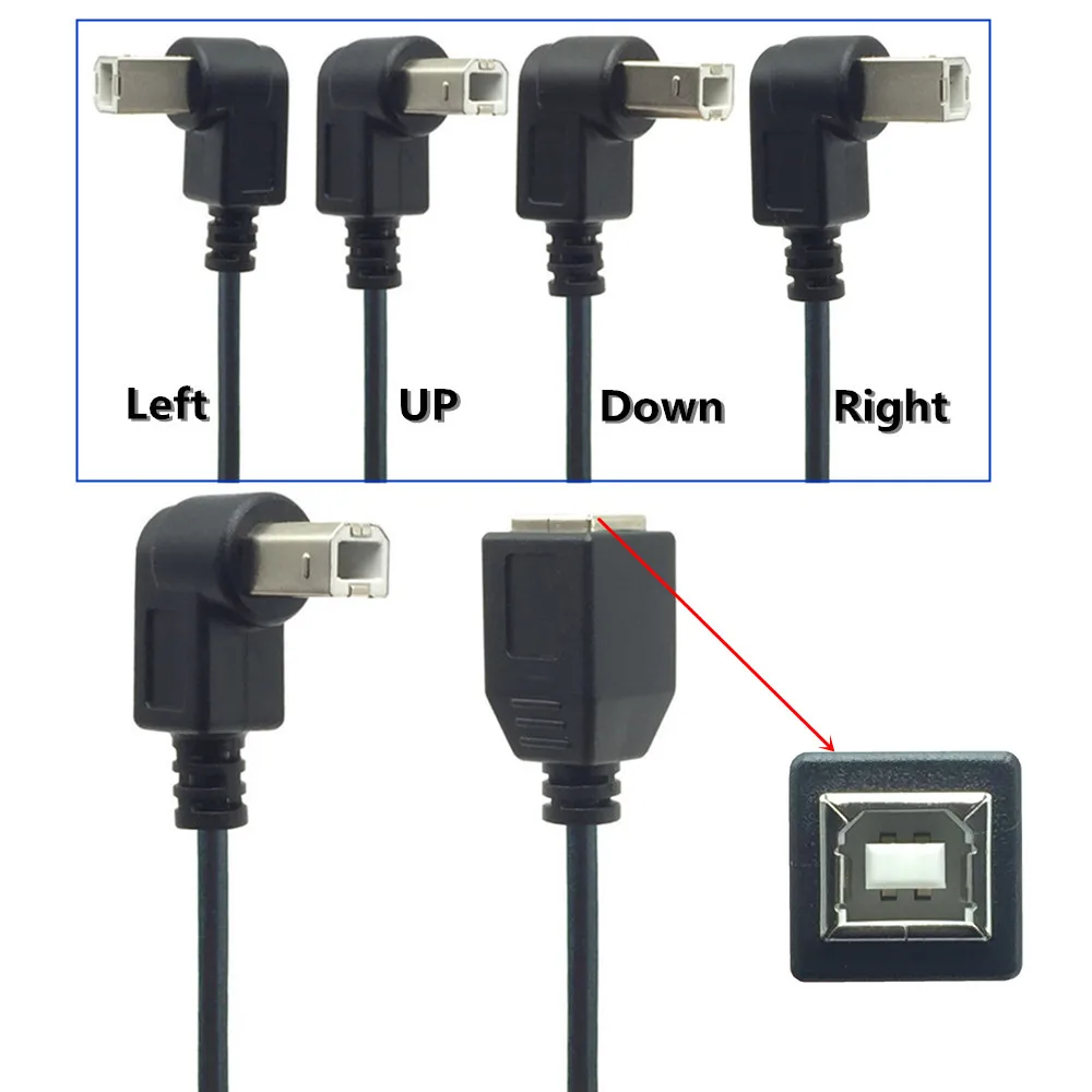 

1PCS Right Angle USB Type B male to USB B female Printer new Extension Sync Cable Cord 0.25M UP&Down&Left&Right 90 Degree
