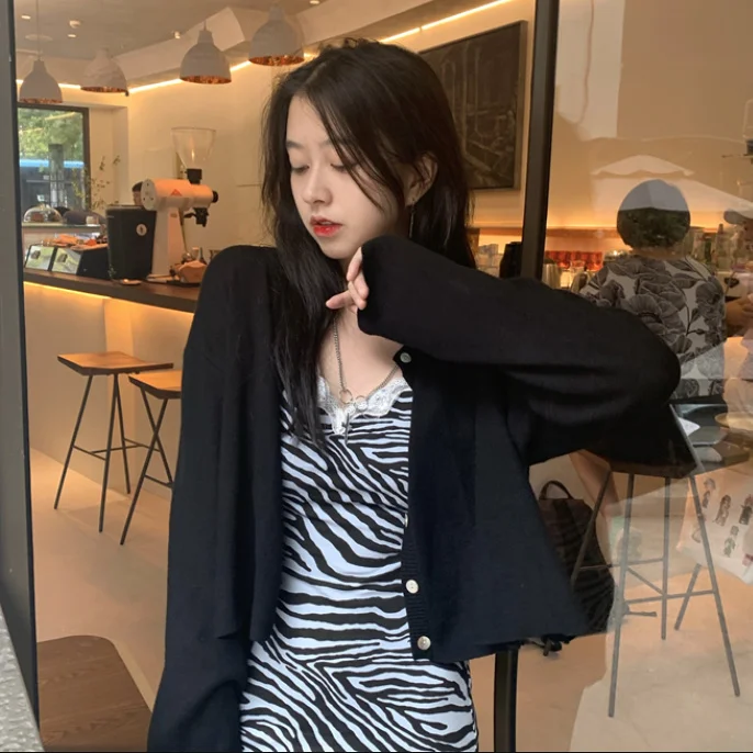 Свитер женский осень 2021 тонкий короткий кардиган с длинным рукавом |