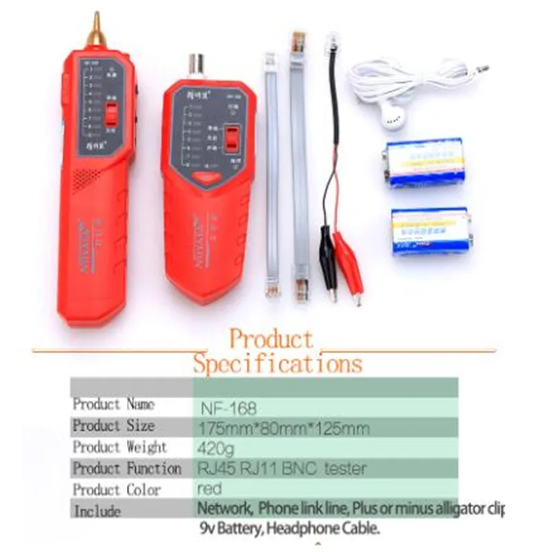 

NF-168 Network Cable Tester BNC RJ11 RJ45 Line Finder
