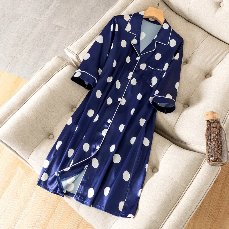 

Oversize 3XL Women Sleep Robe Shirt Sleepwear Nightdress Lady Home Wear Nightgown Silky Gown Sleepshirts Sleep Top Bathrobe