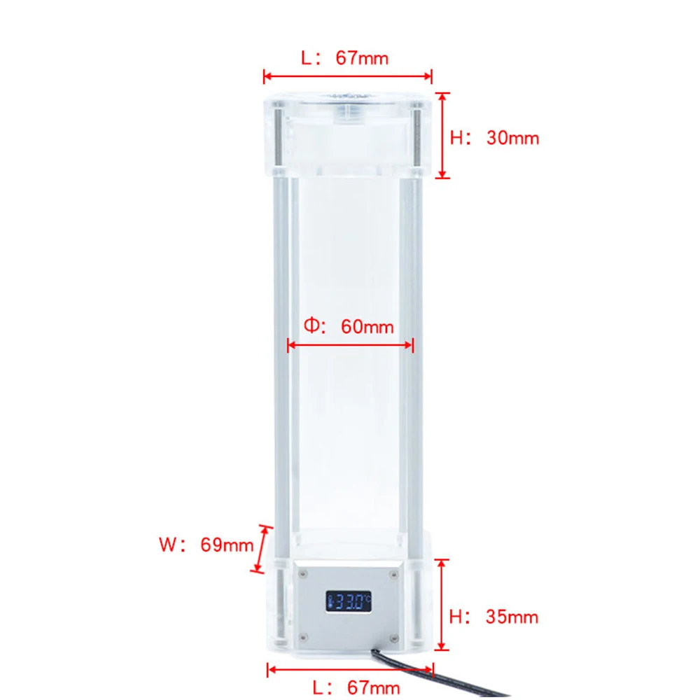 Морозильный A RGB резервуар квадратный для воды 5 в аура температура ЖК дисплей