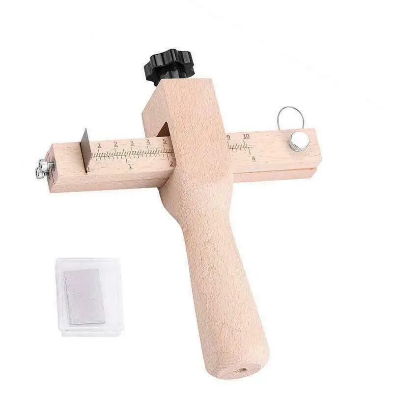 Регулируемый кожаный ремень резак кожевенное ремесло ремешок для часов DIY ручная резка деревянная планка резак с 5 лезвиями кожаные инструменты