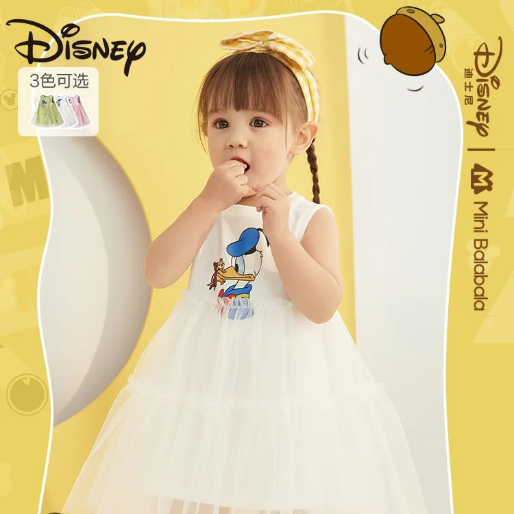 

Мини-платье для девочек Disney с Микки, коллекция 2021, летняя детская длинная юбка до колена с мультяшным рисунком, женские юбки