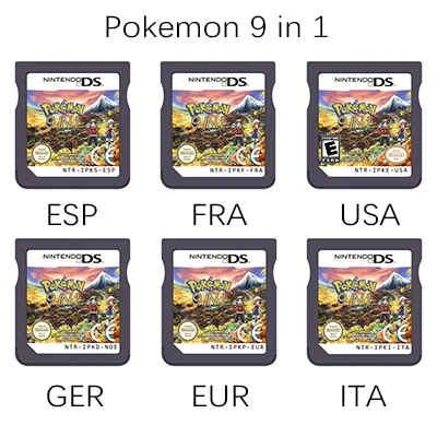 

NDS Game Cartridge Console Card Pokemon Black White HeartGold SoulSilver Diamond Pearl Platinum 9 In 1 Multilingual Available