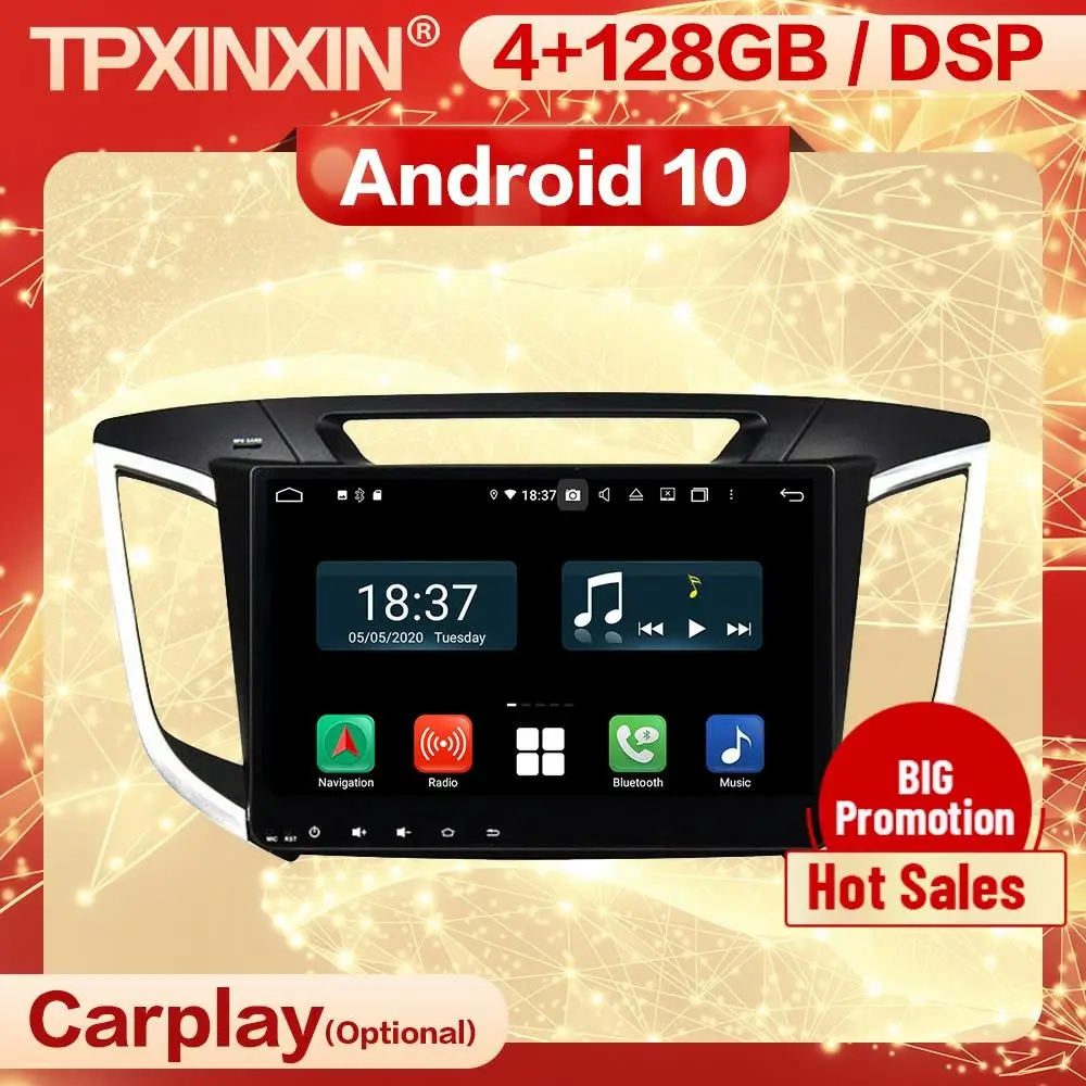 

4 + 128G Carplay 2 Din Android 10 стерео приемник для Hyundai IX25 2014 2015 2016 2017 2018 GPS Видео Радио Аудио плеер головное устройство