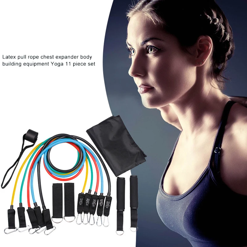 

11Pcs/Set Resistance Bands Bodybuilding Expander Stretchy Gum Sports Workout Elastic Band For Training Rubber Bands Fitness