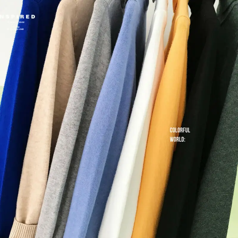 Мужские свитеры шерстяная водолазка вязаная одежда флисовый однотонный джемпер