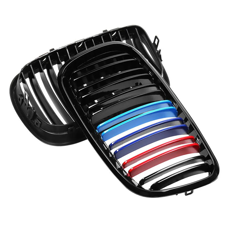 Для BMW X5 X6 E70 E71 2008-2013 глянцевый черный двойной Планка Стиль Передняя ножка решетка