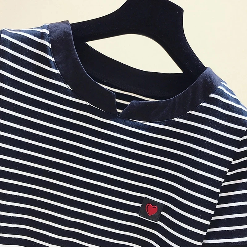 Подиумная женская футболка в полоску 2021 Женская хлопковая облегающая летняя