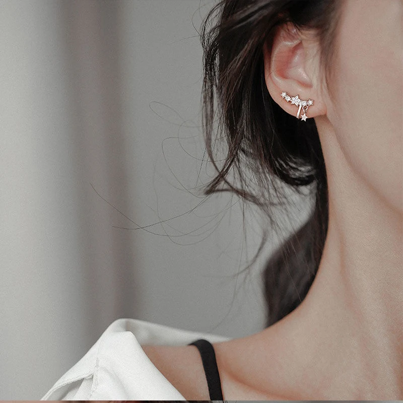 

Women Earrings Korean Version Simple Pave Crystal Star Ear Bone Clip Women Fashion Temperament Wedding Party Jewelry