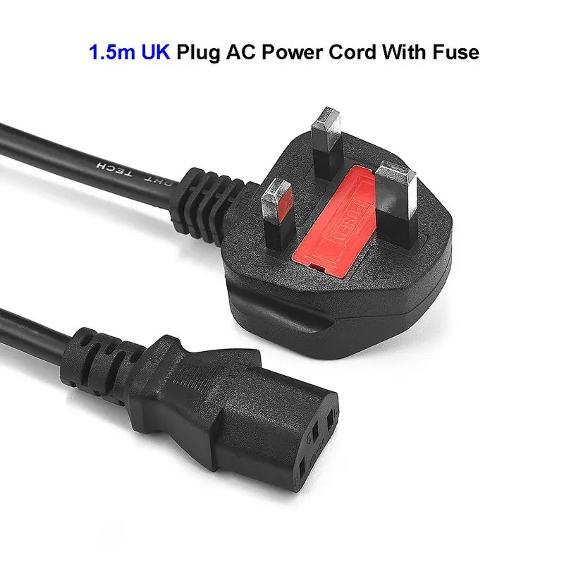 

UK Plug Power Cord 1.5m 1.8m 6ft Main Kettle IEC 320 C13 Power Extension Cable For PC Computer Monitor Printer 3D Printer TV